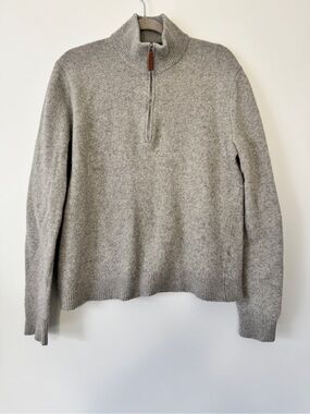 Banana Republic 1/2 Zip Sweater Merino Wool Zephyr Oatmeal Long Sleeve Sz L